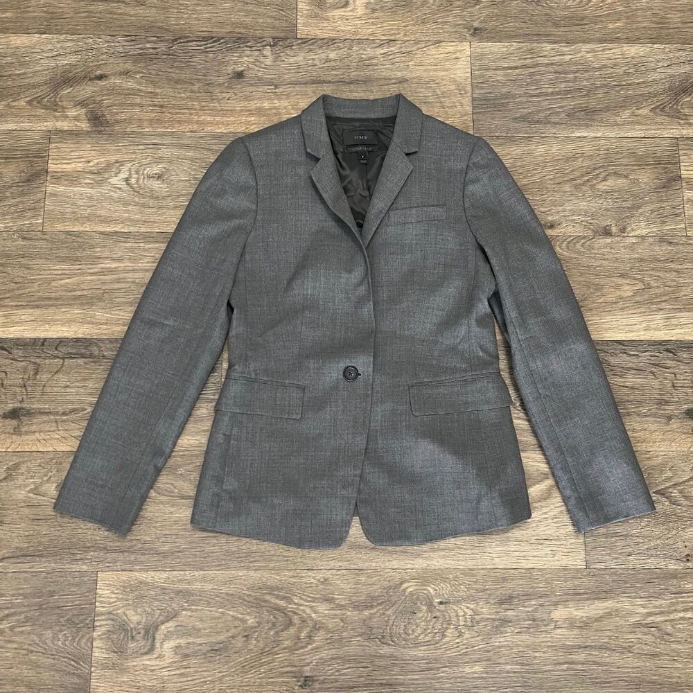 J.Crew Regent Blazer Super 120s Wool Gray Size 6 Tailored Career Jacket - Picture 4 of 7
